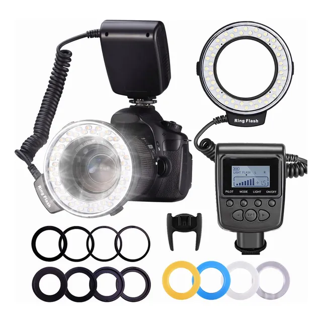 Neewer Macro Flash De Anillo P/ Canon Nikon Sony ( Rf-550d ) Color 48 Macro Led Ring Flash Bundle For Canon Nikon Dslr Camera