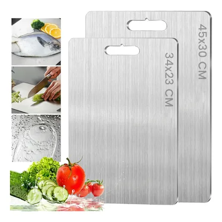Tábuas De Corte Inox 304, 2 Peças Carne Corte Para Cozinha Tábuas De Corte De Aço Aço