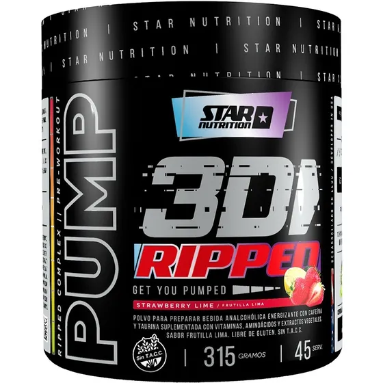 Pump 3d Ripped 45 Servicios Star Nutrition Oxido Nitrico Pre Entreno Quemador De Grasas Beta Alanina Cafeina Taurina