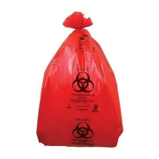 Bolsa Para Desecho Biologico Roja 60+10+10 Ancho X 120 Largo