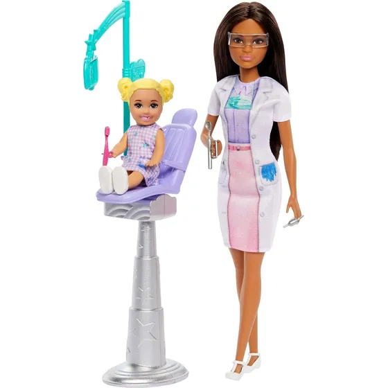 Muñeca Barbie Set Odontologa Paciente Accesorios Original 