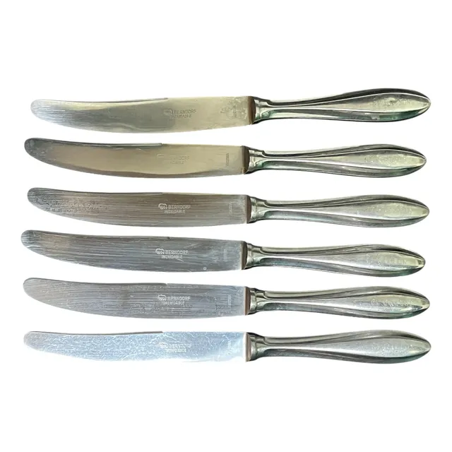 Set De 6 Krupp Berndorf Austria 25,5cm Cuño Oso. Grabado
