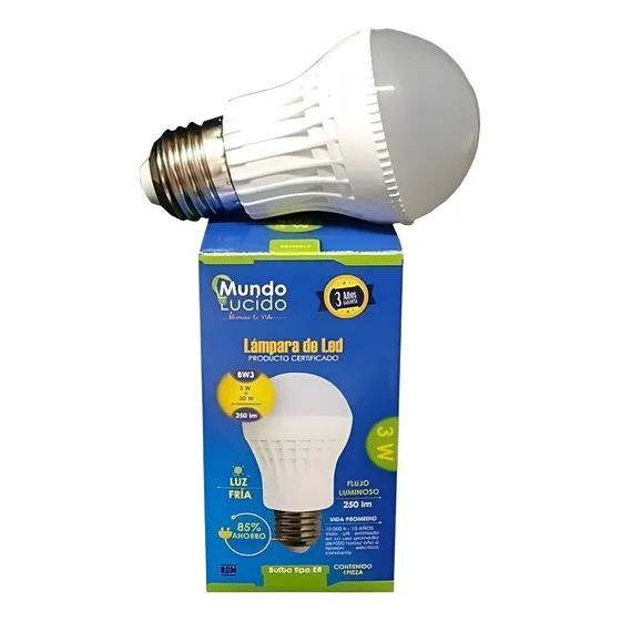 10 Focos Led 3 Watts, Bombilla Bulbo E27, Socket Luz Calida