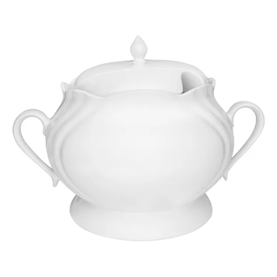 Sopeira C/ Tampa Em Porcelana Soleil White 4 L Branco Oxford