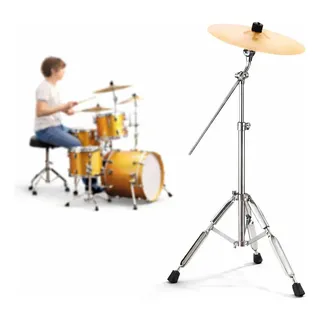 Estante Suporte Pratos Girafa Profissional Ajustável E Resistente Prateado Cromado Base Reforçada Estável Para Crash Ride Splash Ferragem Resistente Para Baterista Estúdio Shows Ensaios