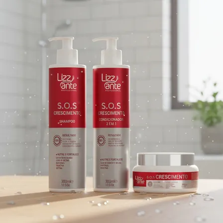 Shampoo Condicionador E Mascara Sos Crescimento Lizz Ante