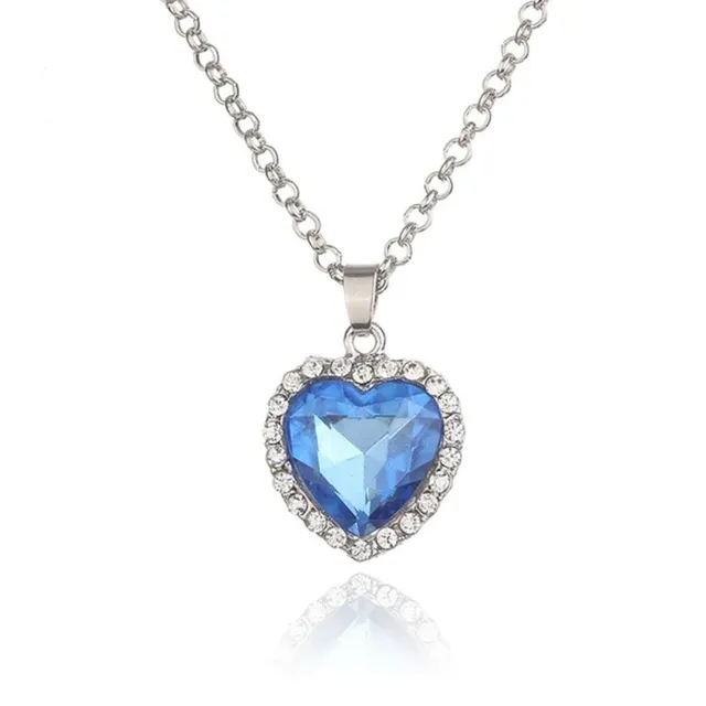 Collar Corazon Strass Color Azul Mujer Madre