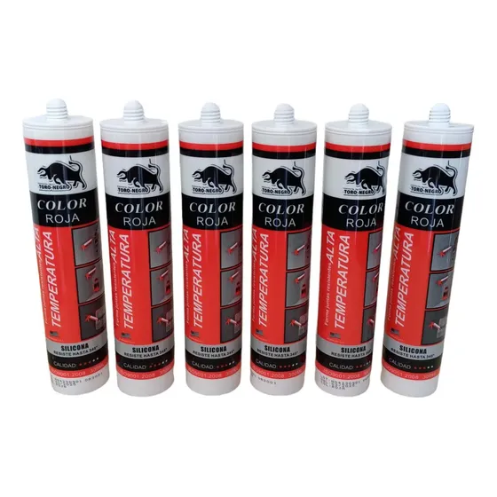 Silicona Alta Temperatura Roja 300 Ml. Toro Negro 6 Unids