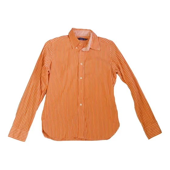 Camisa De Dama Ralph Lauren Naranja Con Rayas Blancas L/m