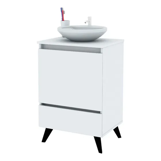 Vanitory De Pie Con Cajon Y Puerta Centro Estant Vp14bl