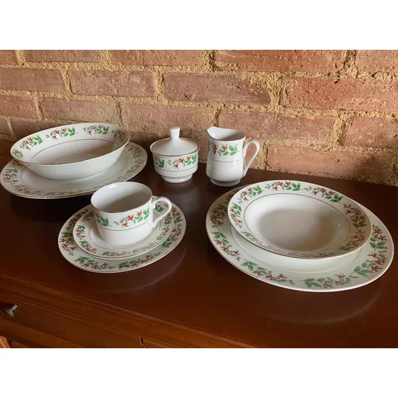Vajilla Navidad 42 Piezas Porcelana Dorada