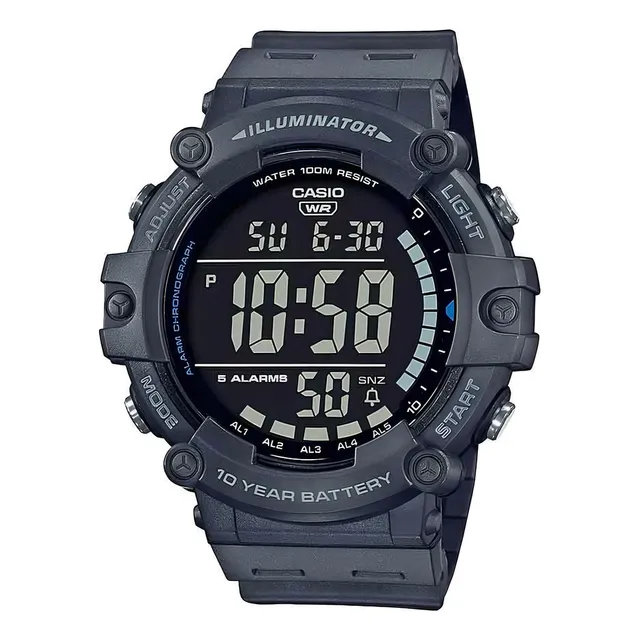 Reloj Hombre Casio Digital Original AE-1500WH-8BVDF con iluminación correa de Resina Gris Oscuro y Fondo Negro