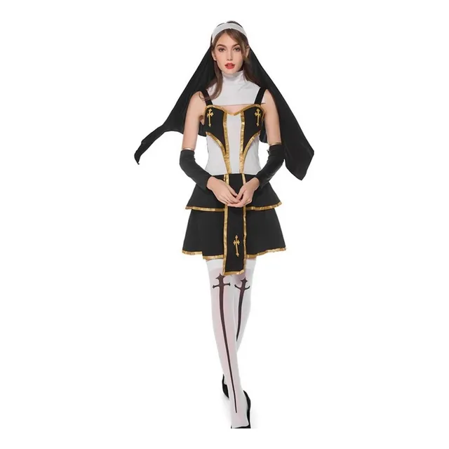 Disfraz De Halloween, Traje De Monjaropa De Monja