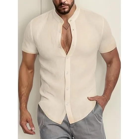 Camisas De Lino Talles Especiales Manga Corta