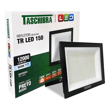 Taschibra Slim Tr Led 150w Refletor Holofote Preto Autovolt 6500k Cor Da Luz Branco-frio 127/220v