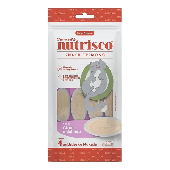 Petisco Para Gatos Snack Cremoso Nutrisco Atum E Salmão 56g
