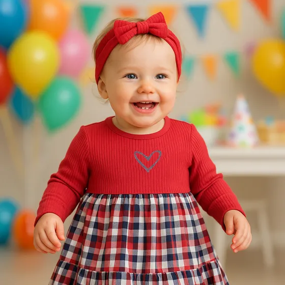 Vestido De Bebé Niña Falda Cuadro Babsiboo Ref. 6601