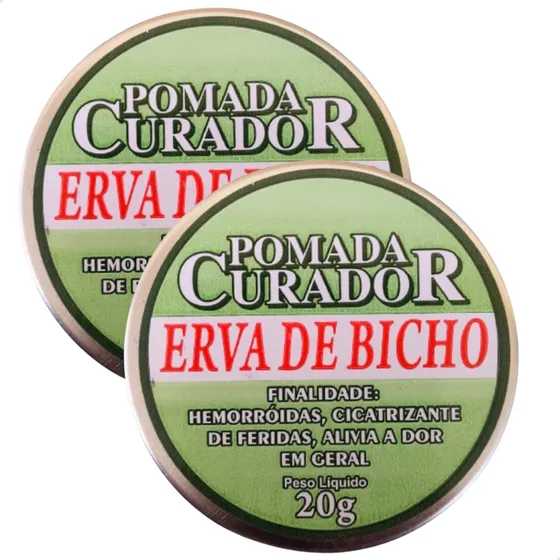 Kit 2 Potes Pomada Erva De Bicho - Pomada Curador Curedermy
