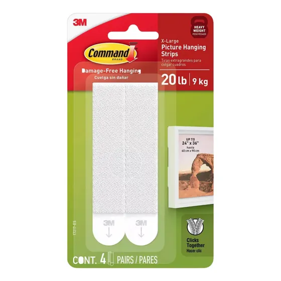 Tiras Abrojo Para Cuadros X-large Blanca Command 3m 9kg Color Blanco