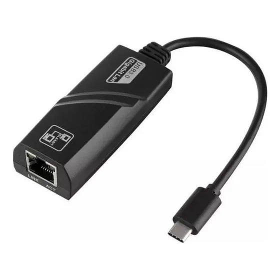 Adaptador Conversor Type C Rj45 Cabo Rede Compatível Macbook Cor Preto