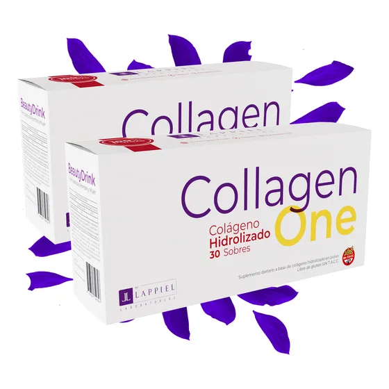 Pack X2 Collagen One Lappiel. Colageno Puro. 60 Sobres