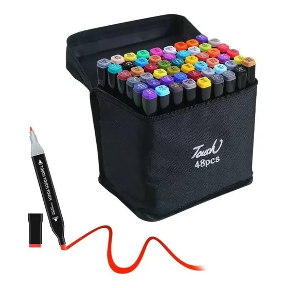 Set 48 Marcadores De Alcohol Plumon Doble Punta Permanentes Marcadores Doble Punta Lapices Dibujo Qatarshop Marcadores Alcohol Doble Punta Permanente Plumones Para Dibujo