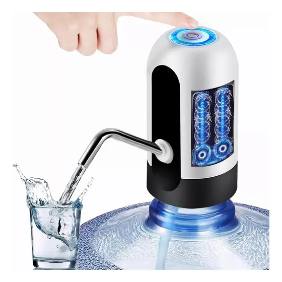 Dispensador De Agua Eléctrico Recargable Usb Bomba De Agua Color Blanco/negro