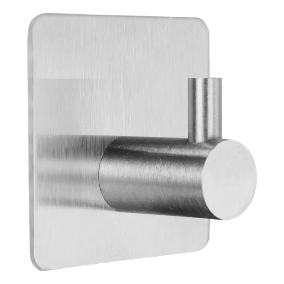 Gancho Cabide De Parede Autoadesivo Quadrado Inox Escovado