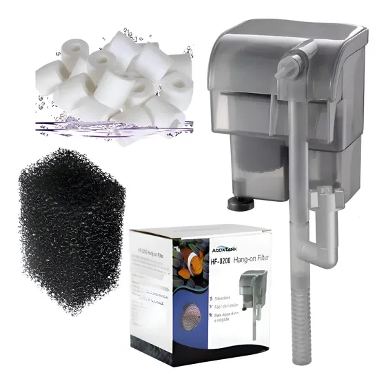 Kit Filtro Externo Hang-on Hf-200 Aquatank + Refil + Midia