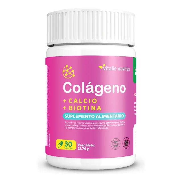 Colágeno + Calcio + Biotina Vitalis Navitas, 30 Cápsulas
