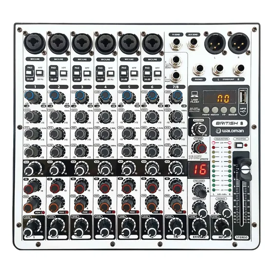 Mesa De Som Waldman Interface De Áudio British B8 Canais Usb