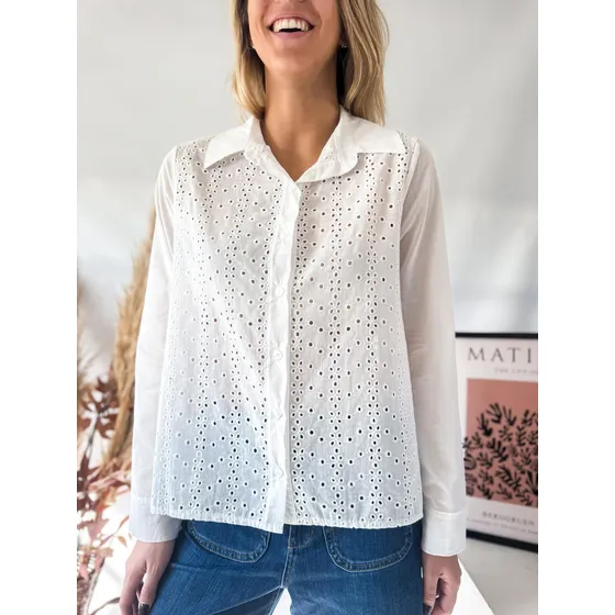 Camisa Mujer Lulyna Voile & Brodery  Estilo Elegante
