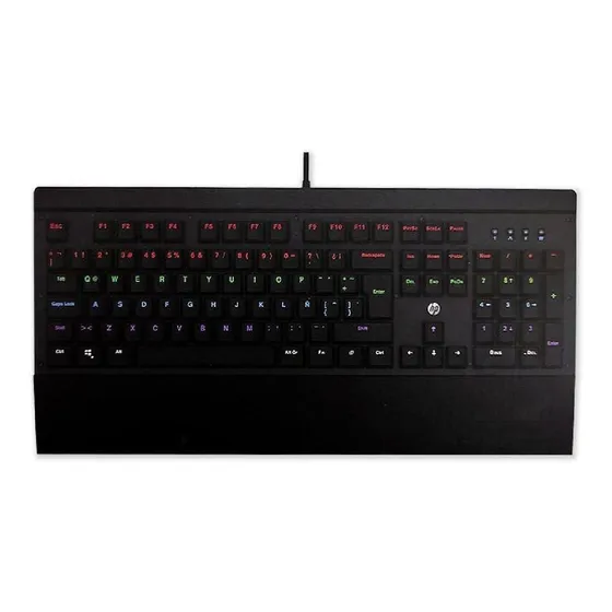 Teclado gamer HP QWERTY español latinoamérica color negro con luz RGB
