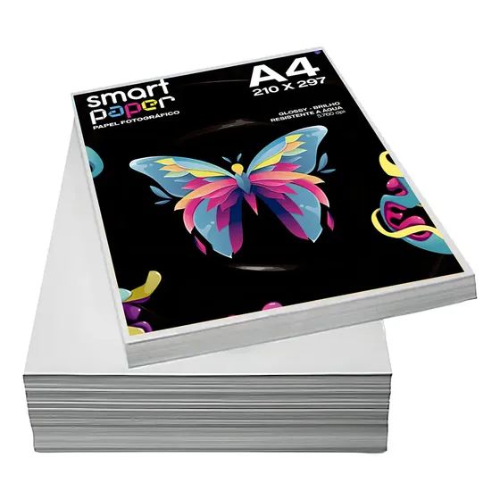 Papel fotográfico A4, adhesivo brillante, 130 g, 100 hojas, color blanco brillante