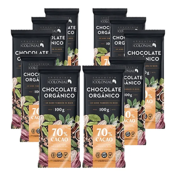 Chocolate Orgánico 70% - Colonial - 10u De 100g