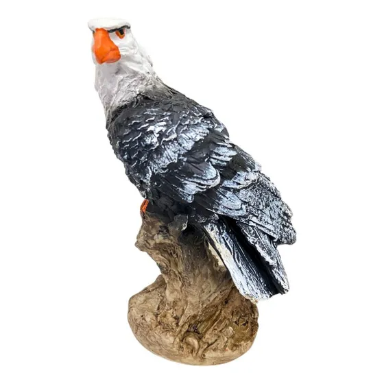 Estatua Imagem Águia No Tronco 22cm Espanta Pombas Pássaros
