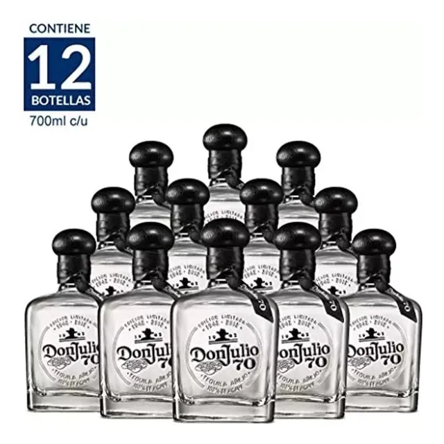 Caja De 12 Pz Tequila Don Julio 70 Cristalino Añejo 700 Ml