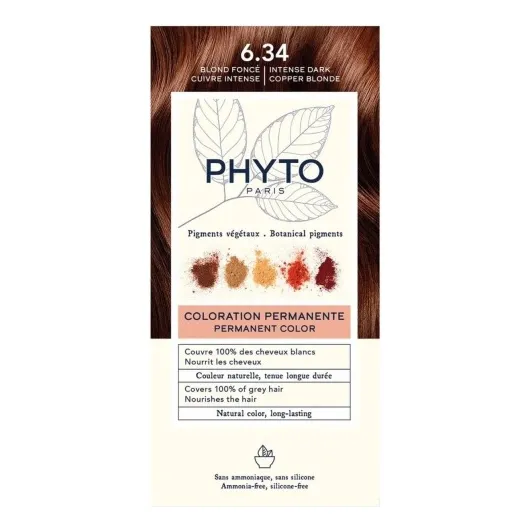 Phyto Color Tinte Vegano Cobertura Total Sin Amoniaco 6.34