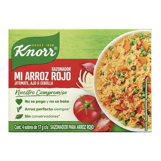Sazonador Knorr Mi Arroz Sazón Tomate Ajo Cebolla 4 Sobres