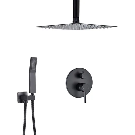 Sistema Ducha Lluvia Nesho Agua Fria Caliente Conjunto Negro