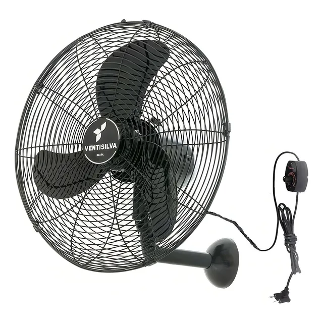 Ventilador de parede Ventisilva VENTI50P com 3 pás de Plástico preto estrutura preto, 50cm de diâmetro 127/220V
