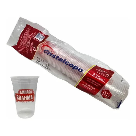 Copo Plástico Personalizado Brahma 330 Ml C/50 Unidades Cor Transparente