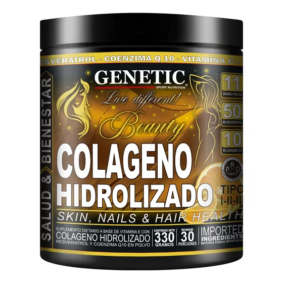 Colageno Hidrolizado Beauty Resveratrol Q10 Vit C E Genetic