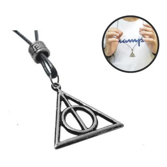 Colar Harry Potter Relíquias Da Morte Bicudos Regulável