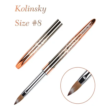 Pincel Kolinsky #8 Dorado Para Uñas Acrílicas Bqan Ergónomico