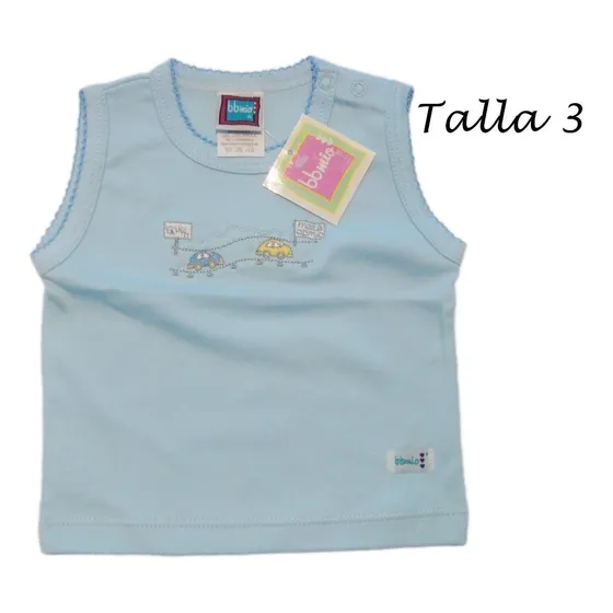 Camiseta Bbmio Sin Mangas Niño Bordadas 100% Algodon 