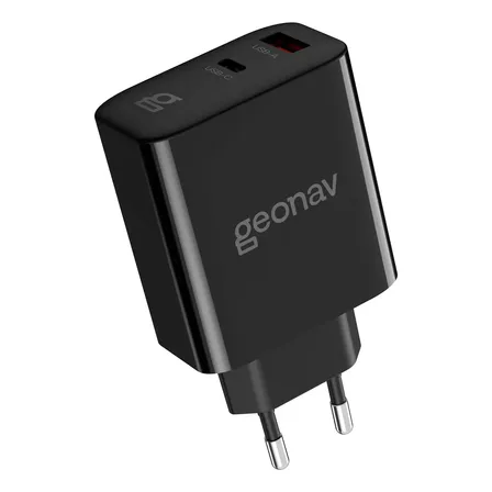 Carregador Turbo 48w Gan Portas Usbc E Usb Preto Geonav