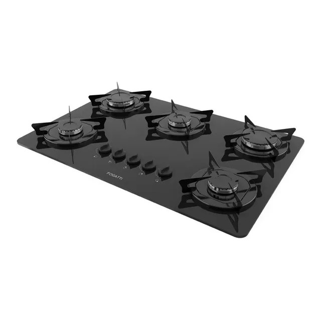 Cooktop Fogatti Ă GĂĄs Fgt 5b Vidro Preto Flange Esmaltada Cooktop Fogatti Ă GĂĄs Fgt 5b Vidro Preto Flange Esmaltada