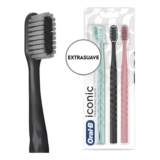 Oral-B Iconic Premium - Negro/Verde/Rosa - Pack - 3