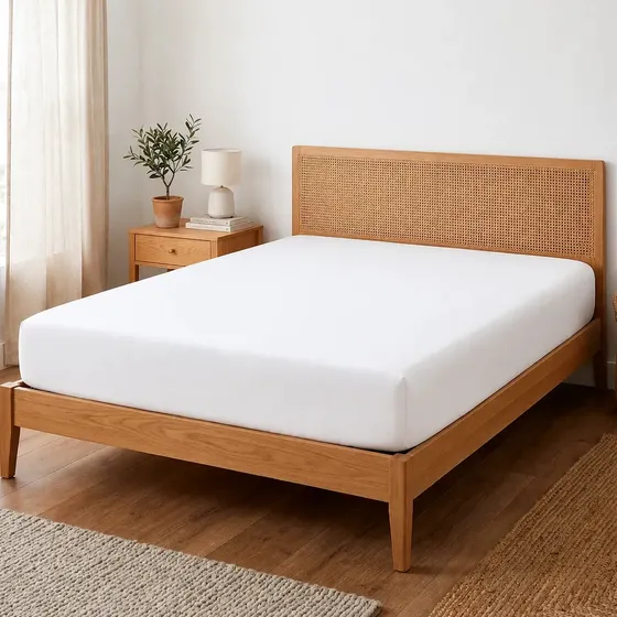 Sabana Bajera Ajustable 2 Plazas 100% Algodon 200 Hilos Elastico 360 Colchon Hasta 38 cm Esquinas Profundas Ropa De Cama Suave Transpirable Hipoalergenica Oeko-Tex Color Blanco Casa Nerola